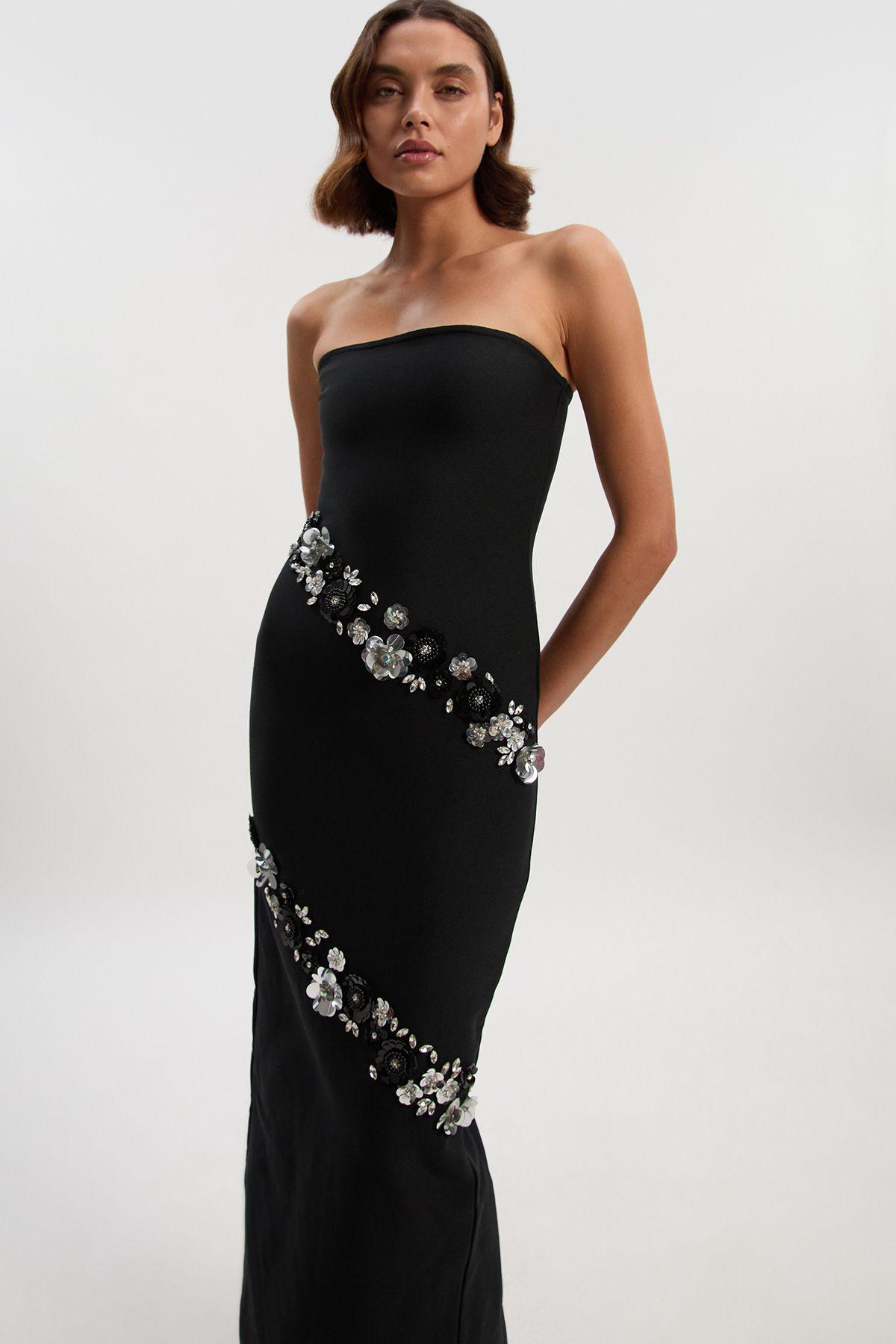 Embellished Figure Form Bandage Bandeau Maxi Dress by KARENMILLEN
