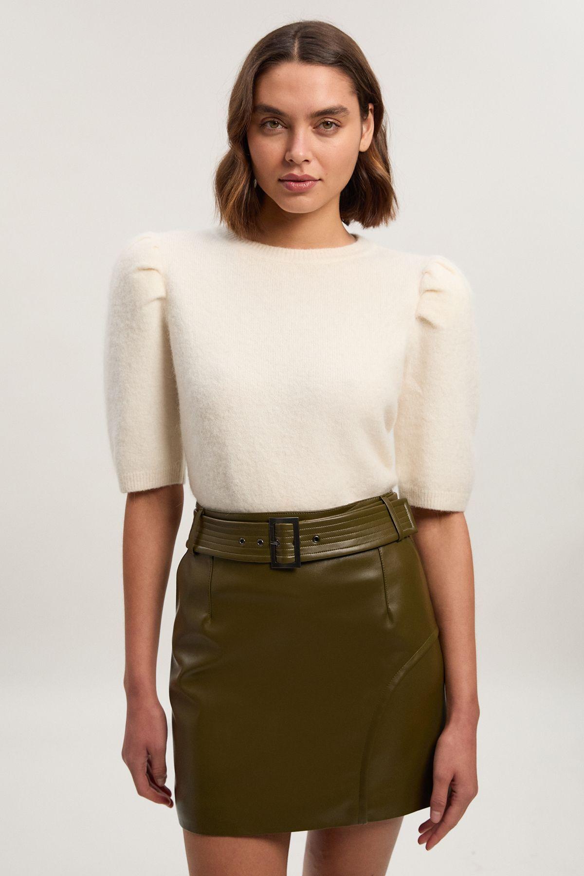 Faux Leather Mini Skirt by KARENMILLEN
