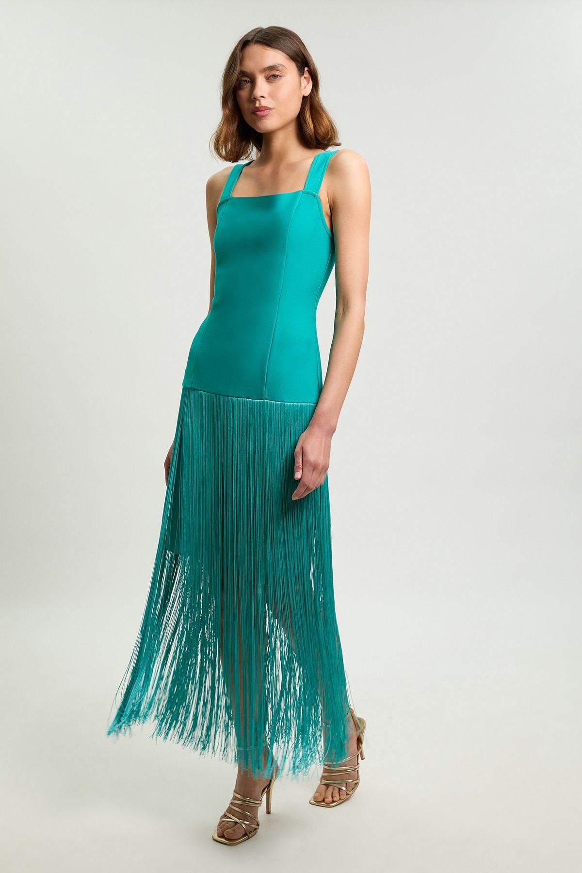 Figure Form Bandage Strappy Tassel Hem Knitted Dress by KARENMILLEN