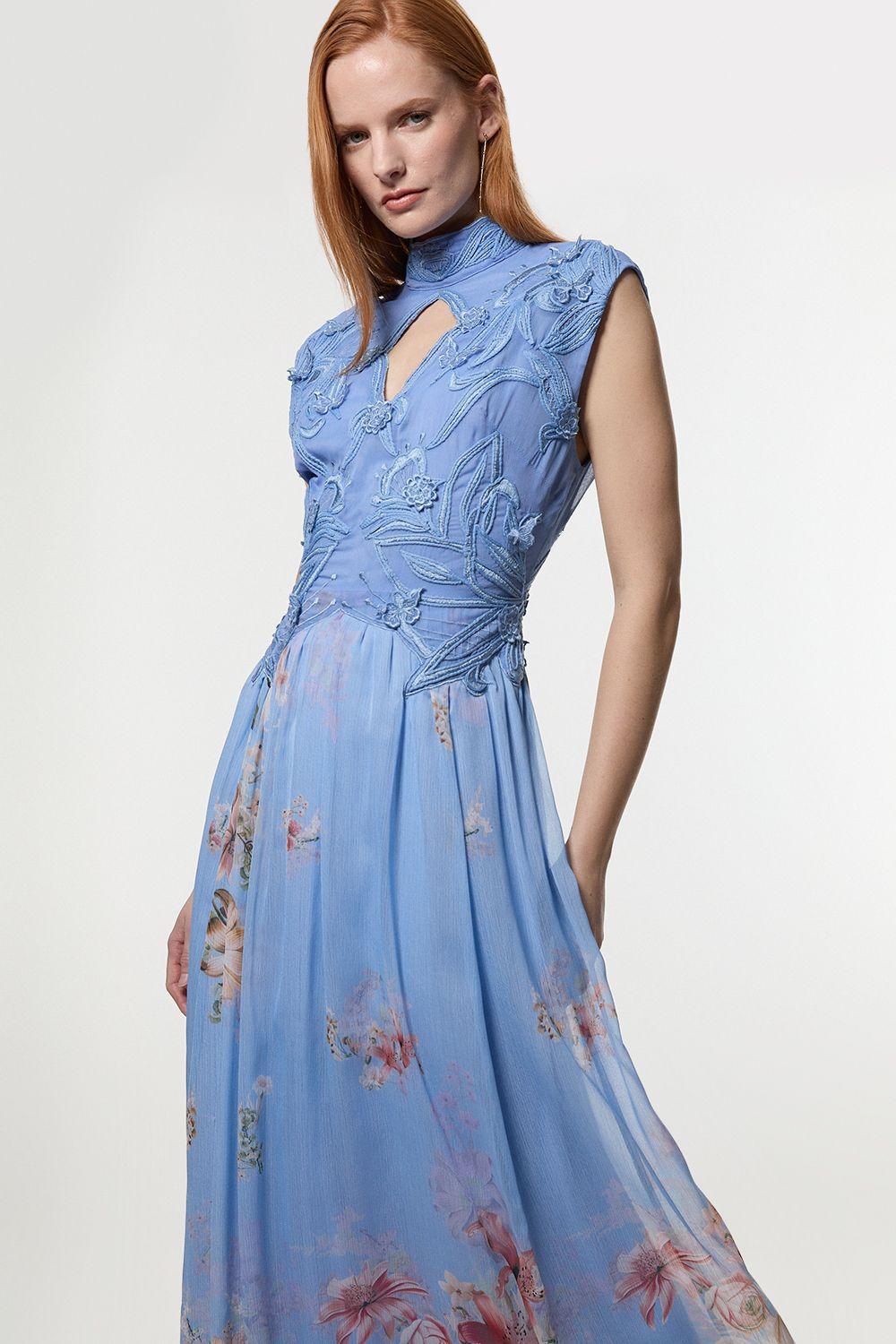 Floral Applique Lace Maxi Dress by KARENMILLEN