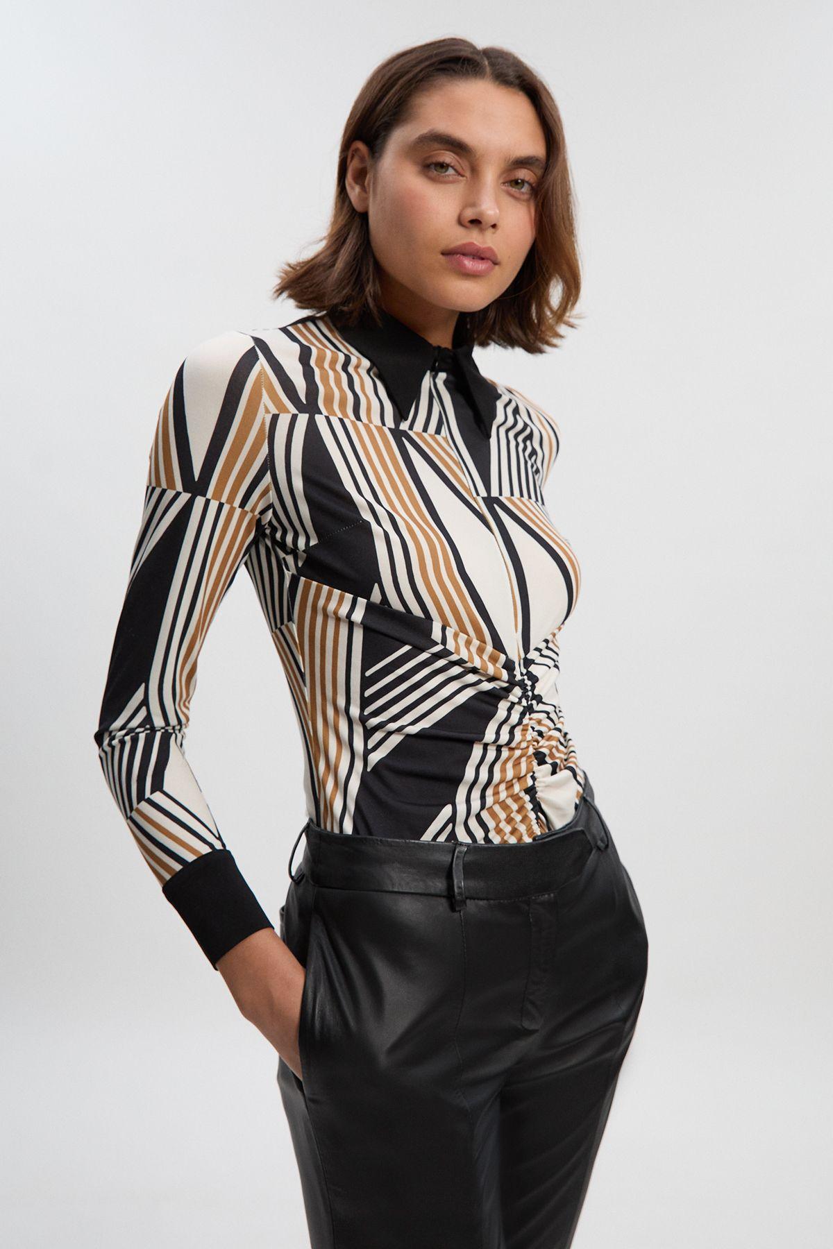 Geo Print Crepe Shirt by KARENMILLEN