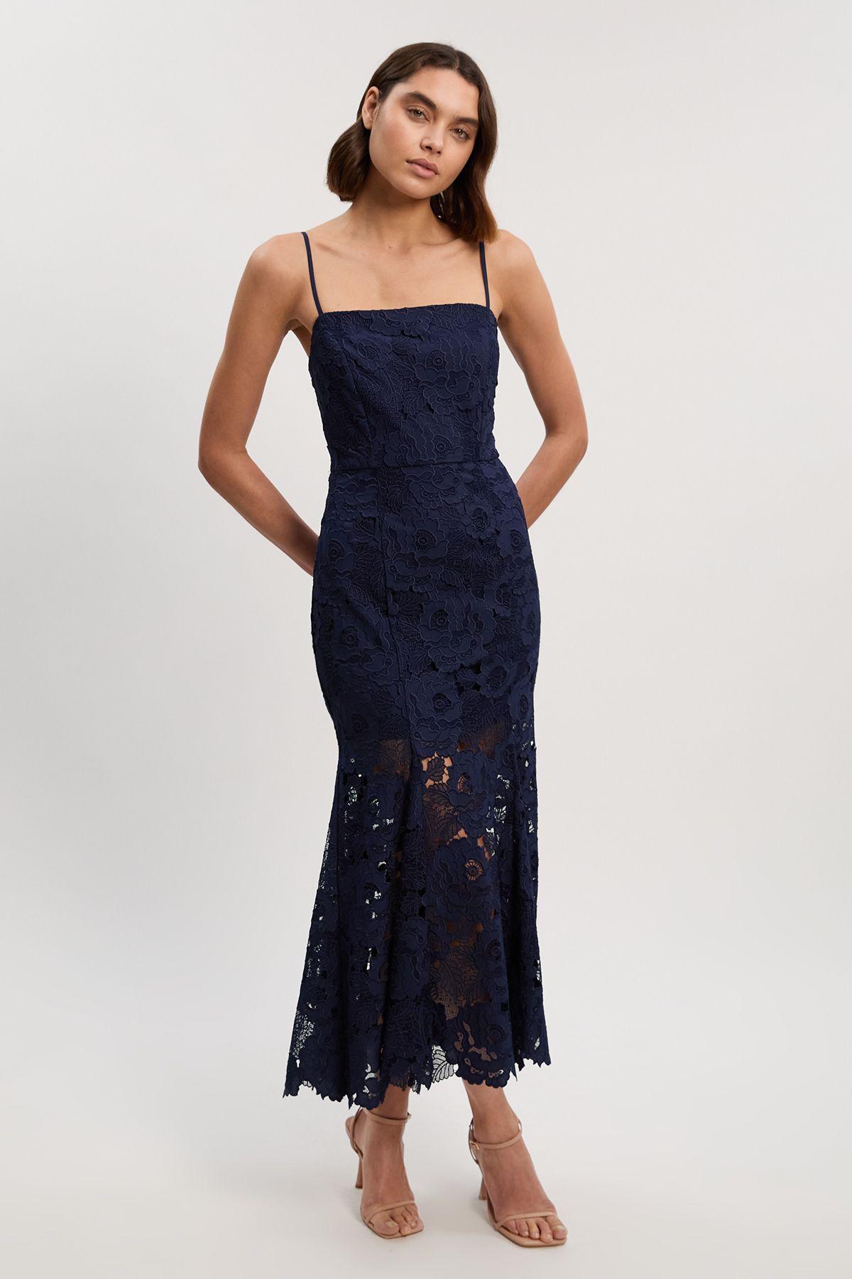 Guipure Lace Woven Bardot Midi Dress by KARENMILLEN