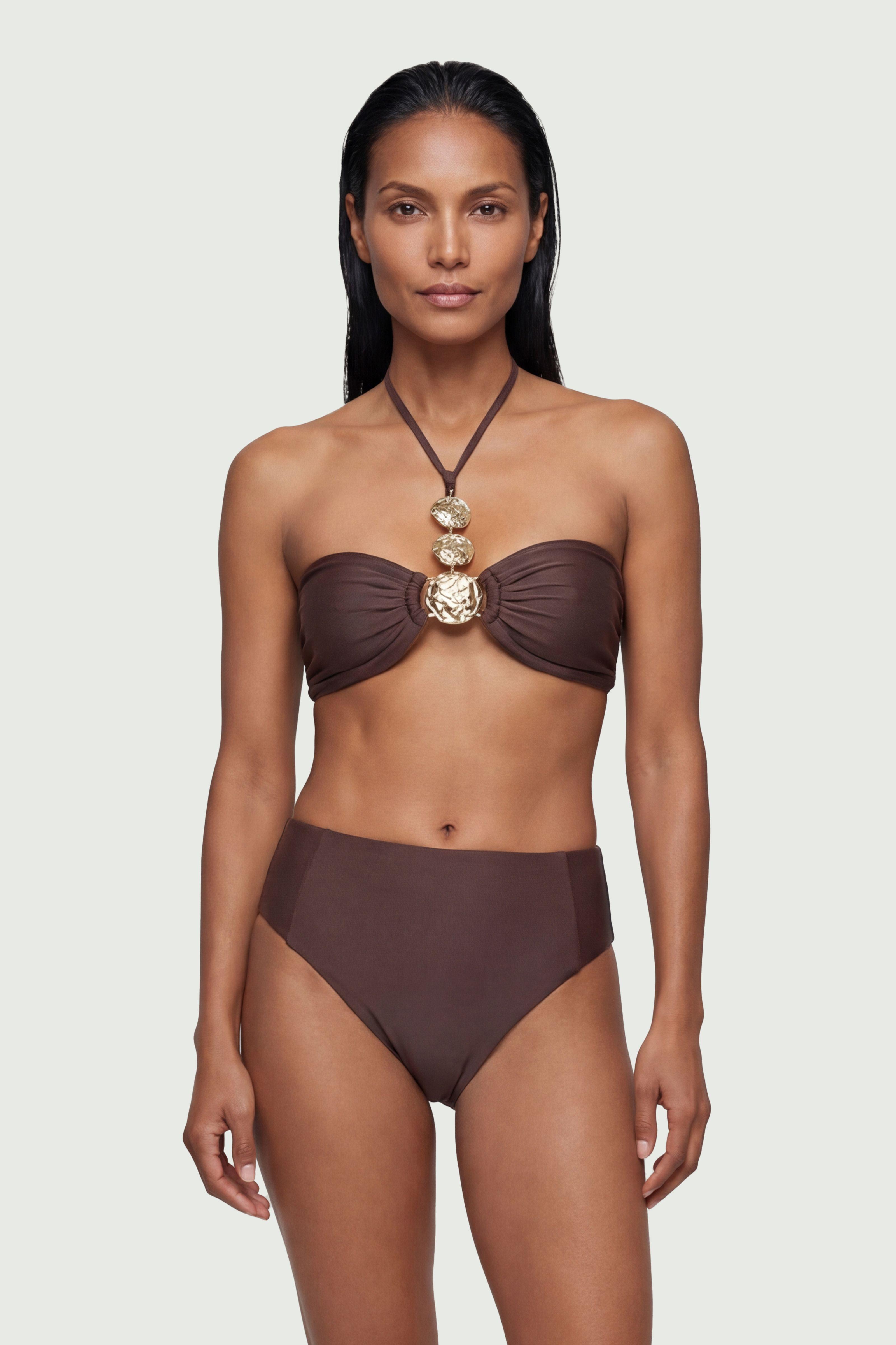 Halterneck Hardware Bikini Top. by KARENMILLEN