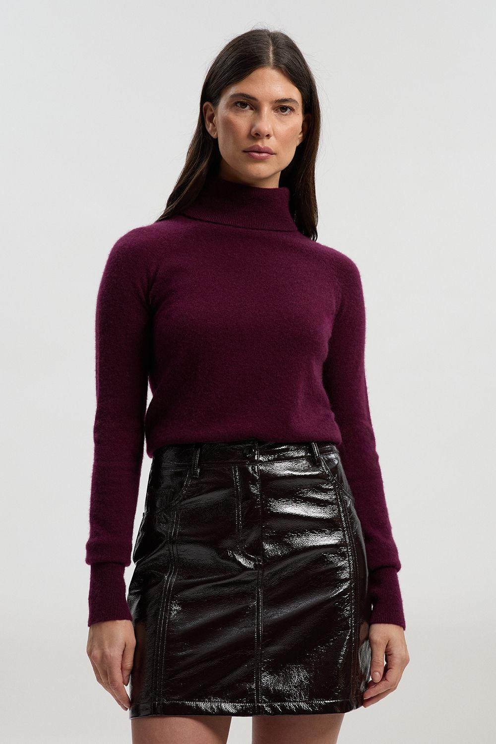 High Shine Faux Leather Mini Skirt by KARENMILLEN