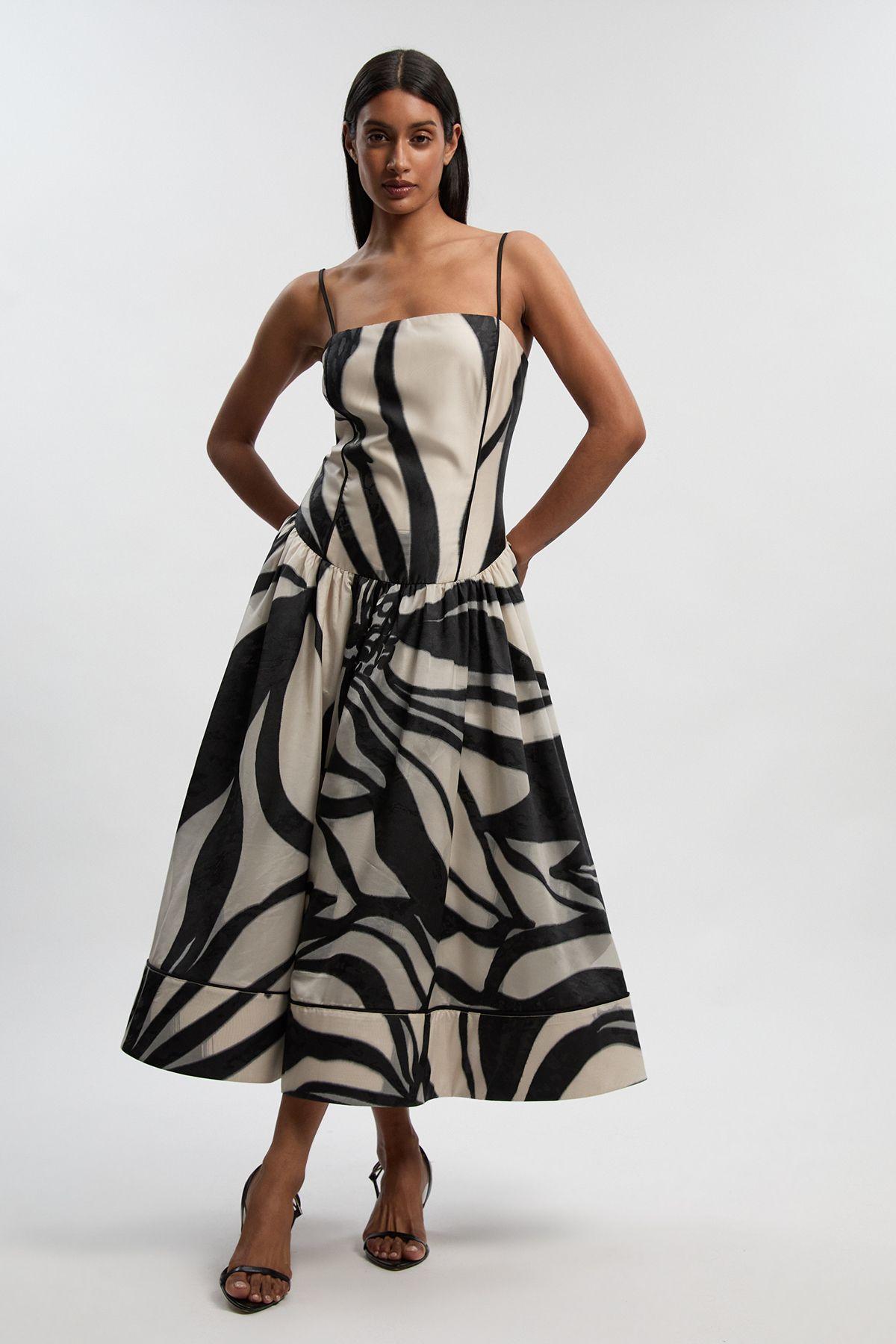 Jacquard Floral Print Woven Maxi Prom Dress by KARENMILLEN
