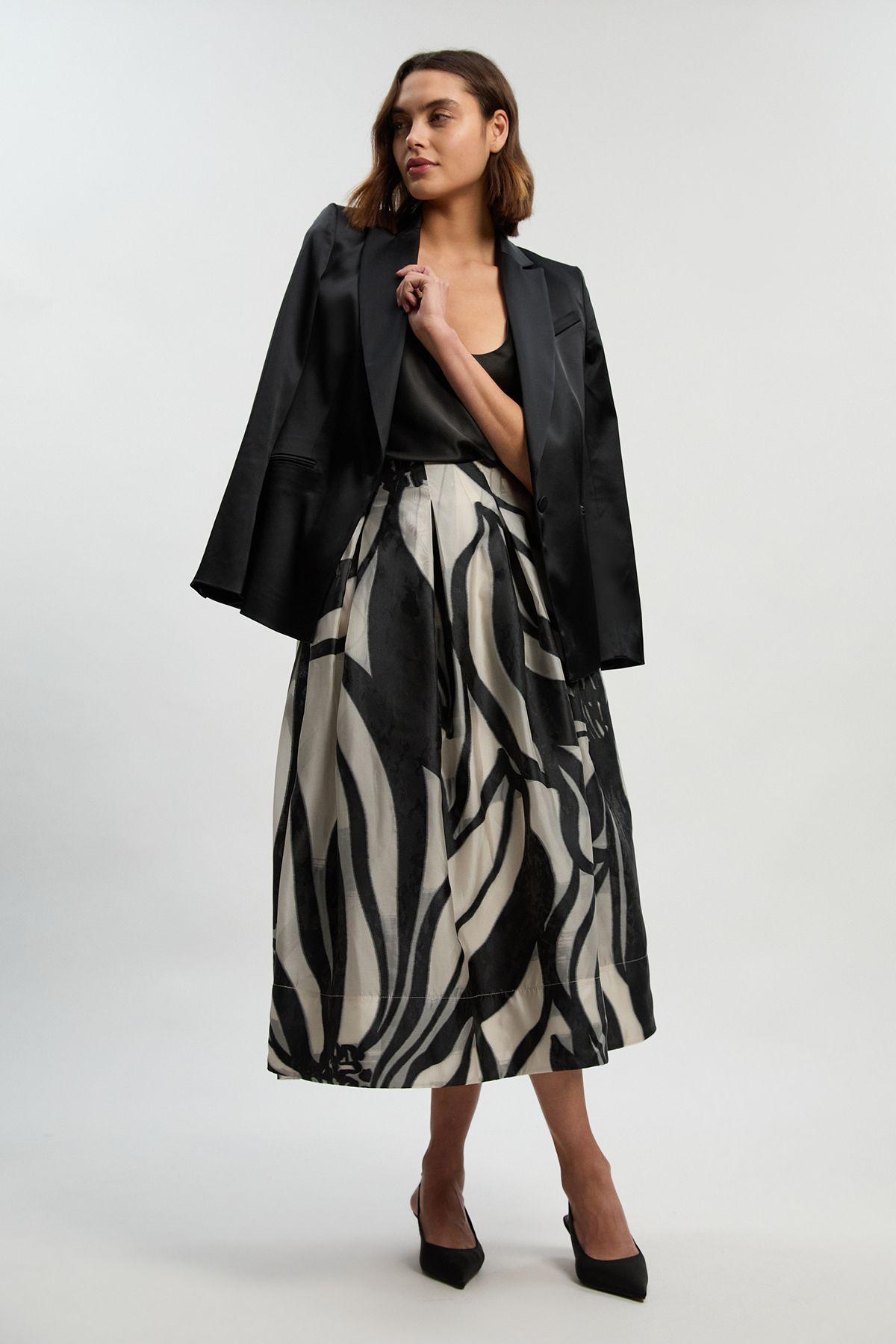 Jacquard Floral Print Woven Maxi Prom Skirt by KARENMILLEN