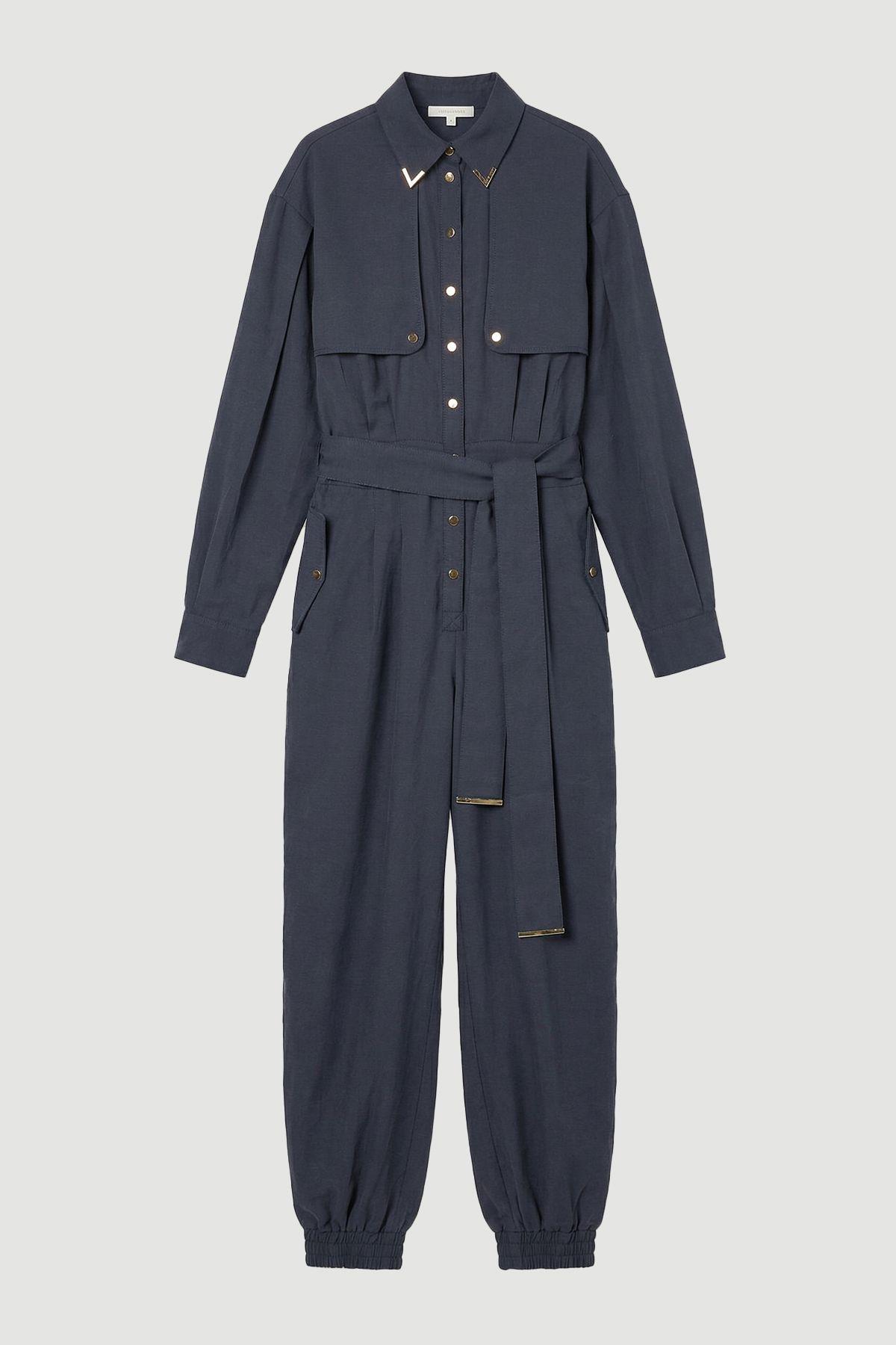Petite Cupro Utility Twill Woven Jumpsuit by KARENMILLEN