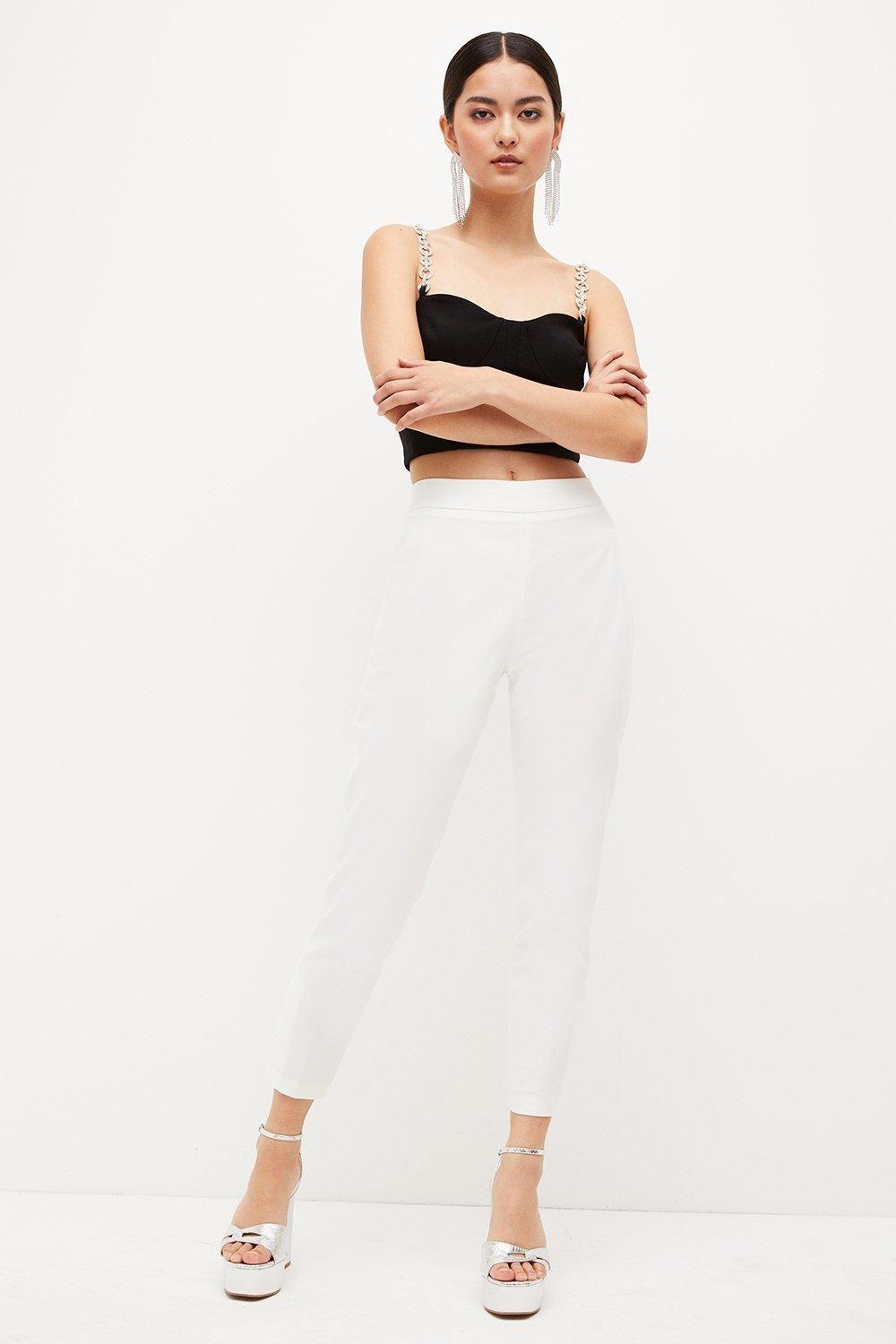 Petite Essential Techno Woven Crop Trouser by KARENMILLEN