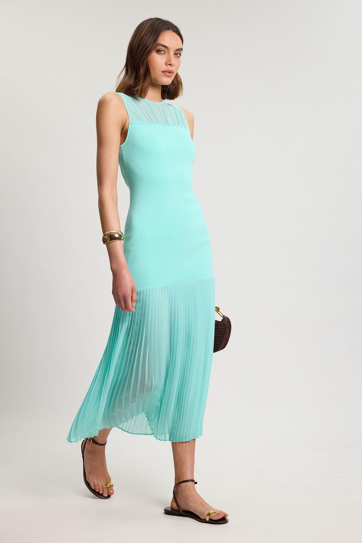 Petite Figure Form Woven Bandage Mix Dress by KARENMILLEN