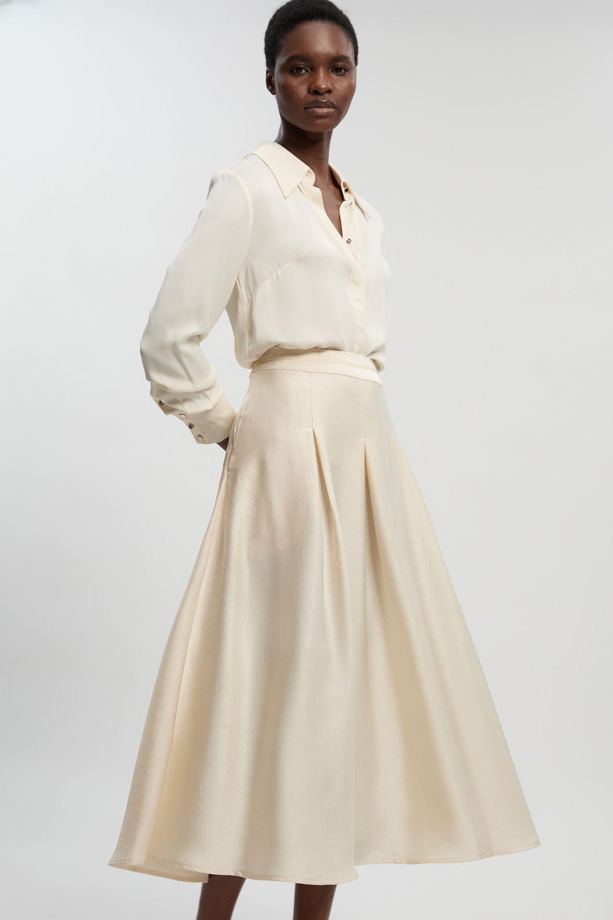 Petite Hammered Satin Woven Maxi Skirt by KARENMILLEN