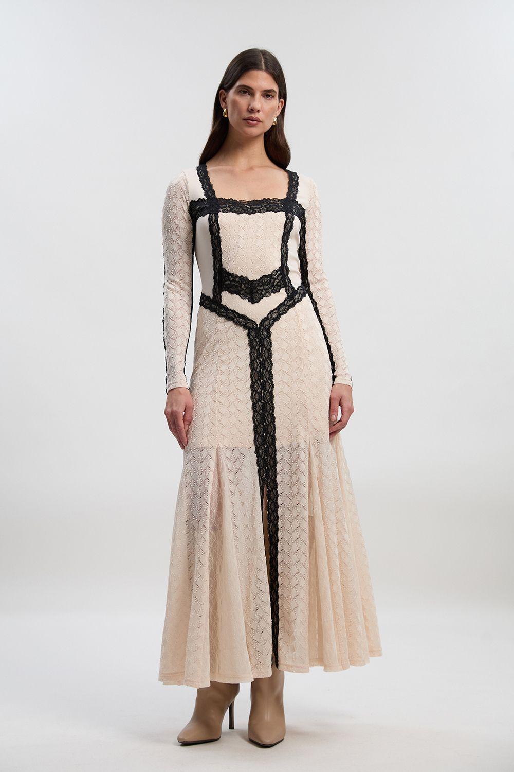 Petite Lace Textured Scoop Neck Maxi Dress by KARENMILLEN
