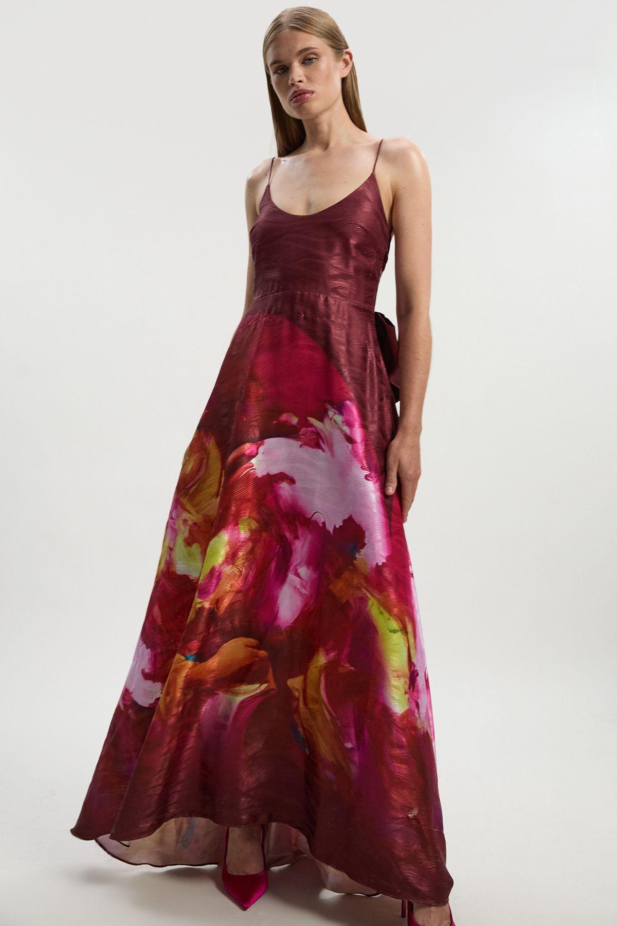 Petite Lily Macrae - Textured Strappy Woven Prom Dress by KARENMILLEN