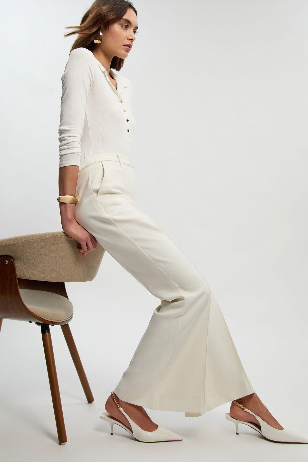 Petite Polished Tailored Bootcut Trouser by KARENMILLEN