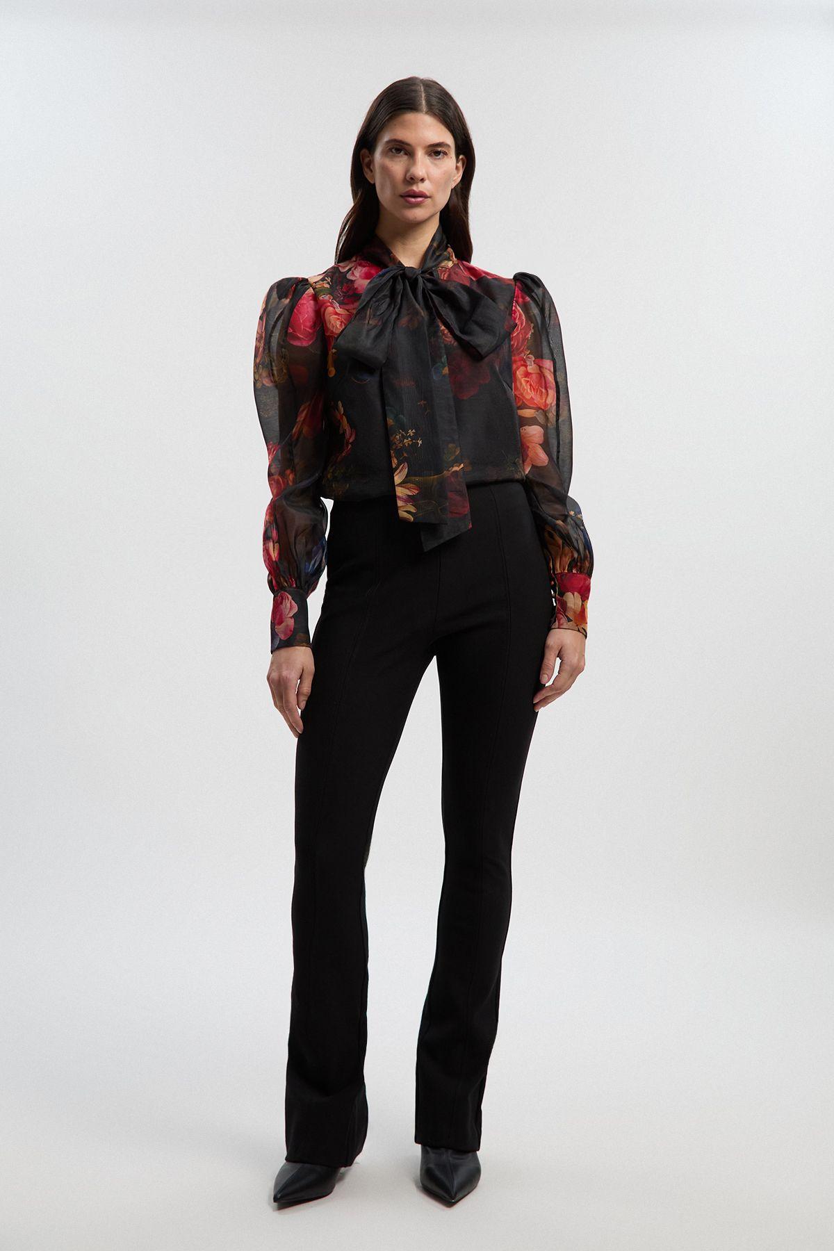 Petite Ponte High Waisted Slit Detail Trouser by KARENMILLEN