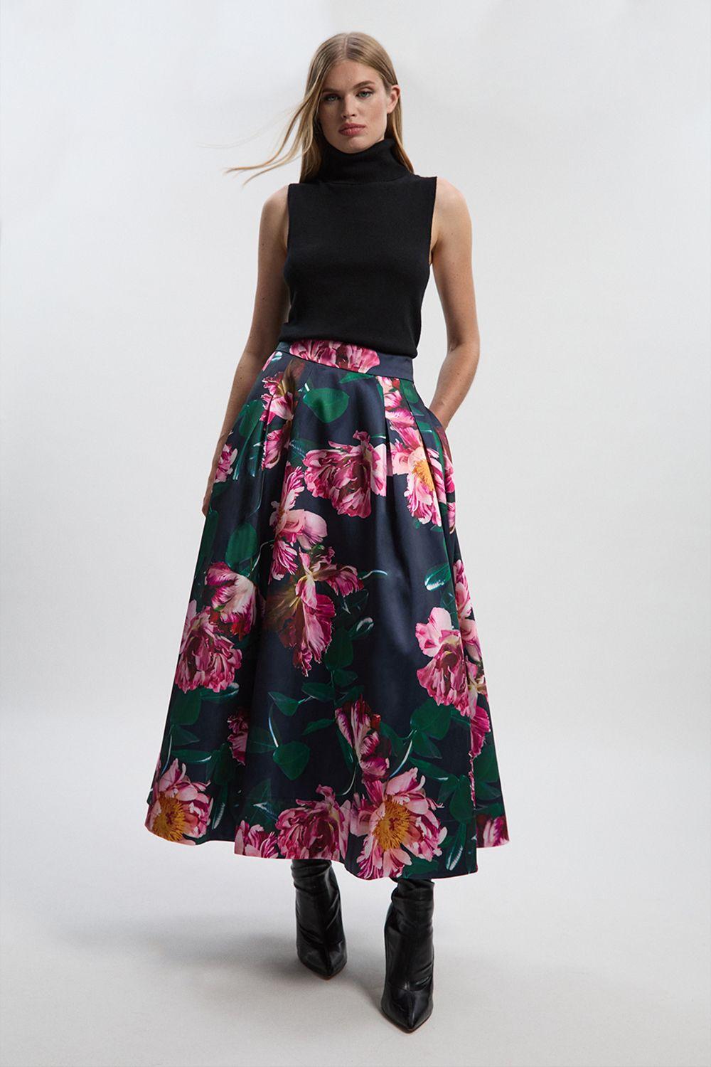 Petite Romantic Floral Print Prom Woven Maxi Dress by KARENMILLEN