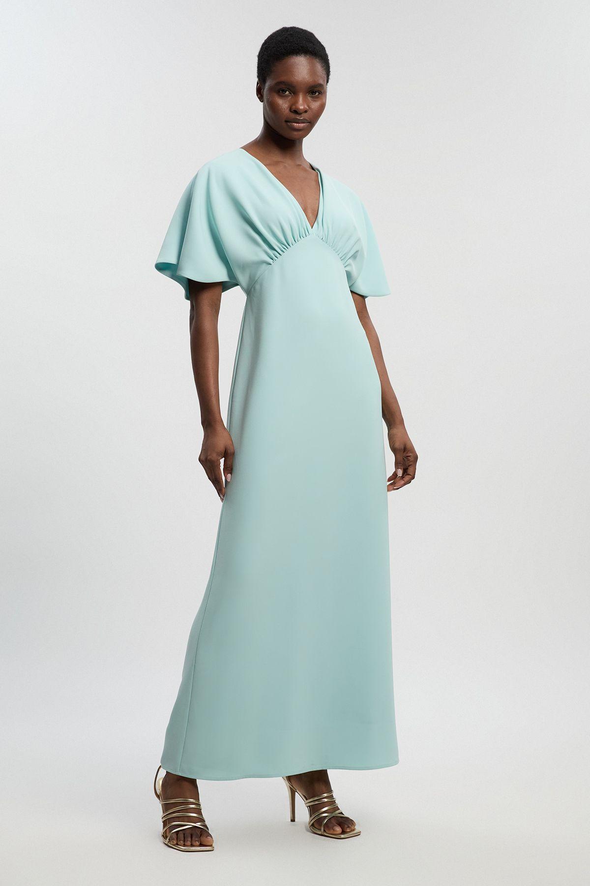 Petite Soft Tailored Waterfall Sleeve Maxi Dress by KARENMILLEN
