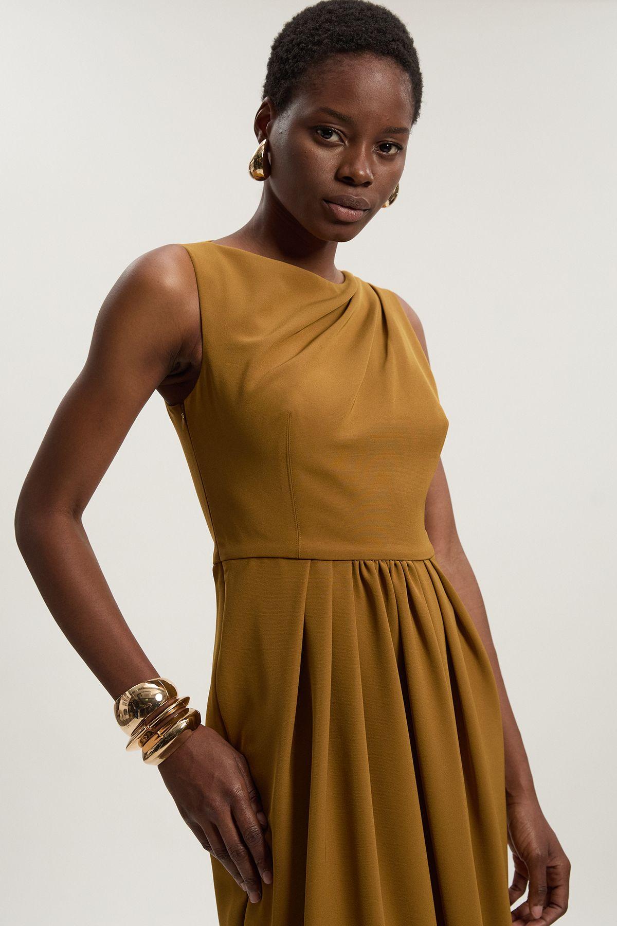Petite Tailored Drape Maxi Dress by KARENMILLEN