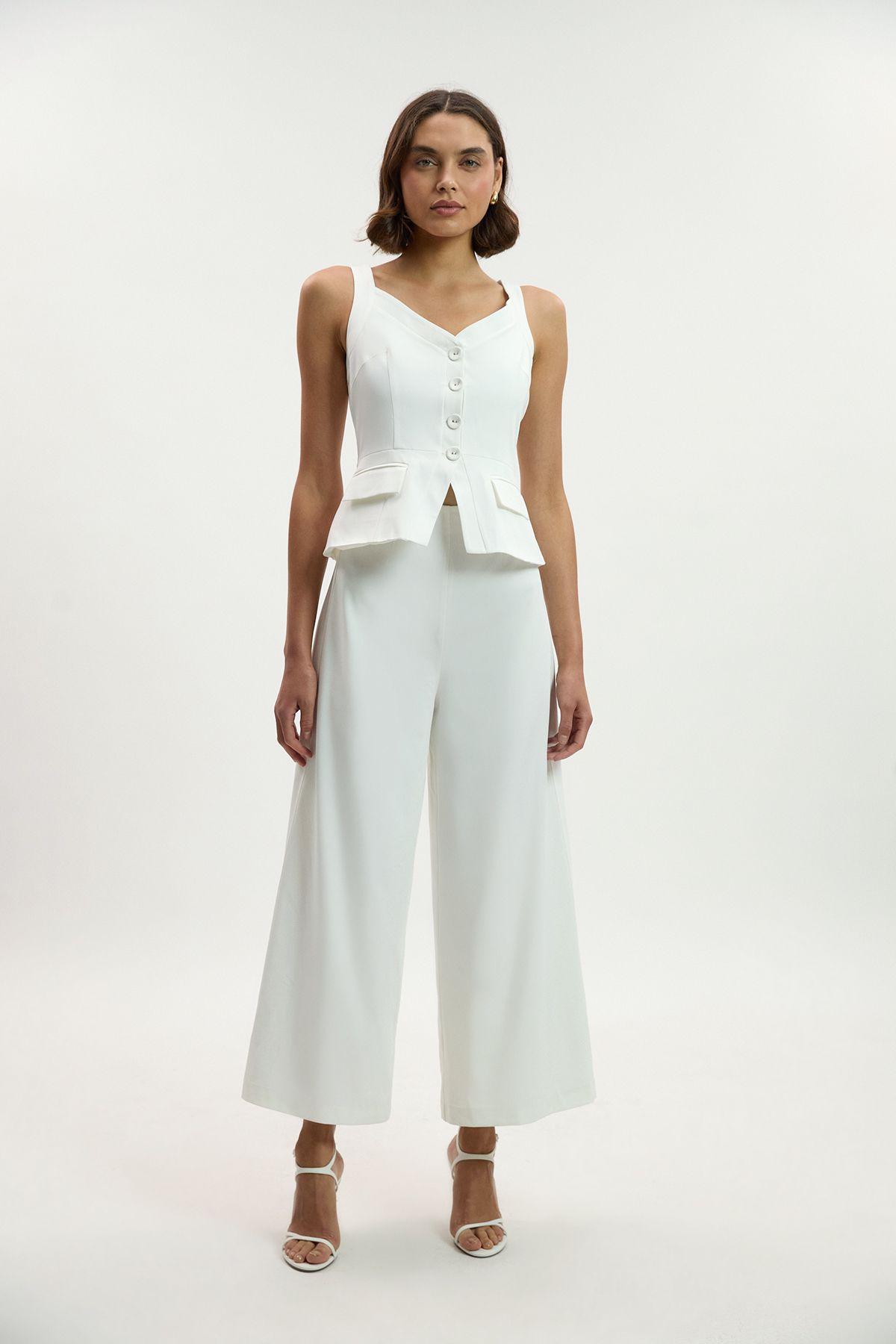 Petite Tailored Tux Wide Leg Jumpsuit by KARENMILLEN
