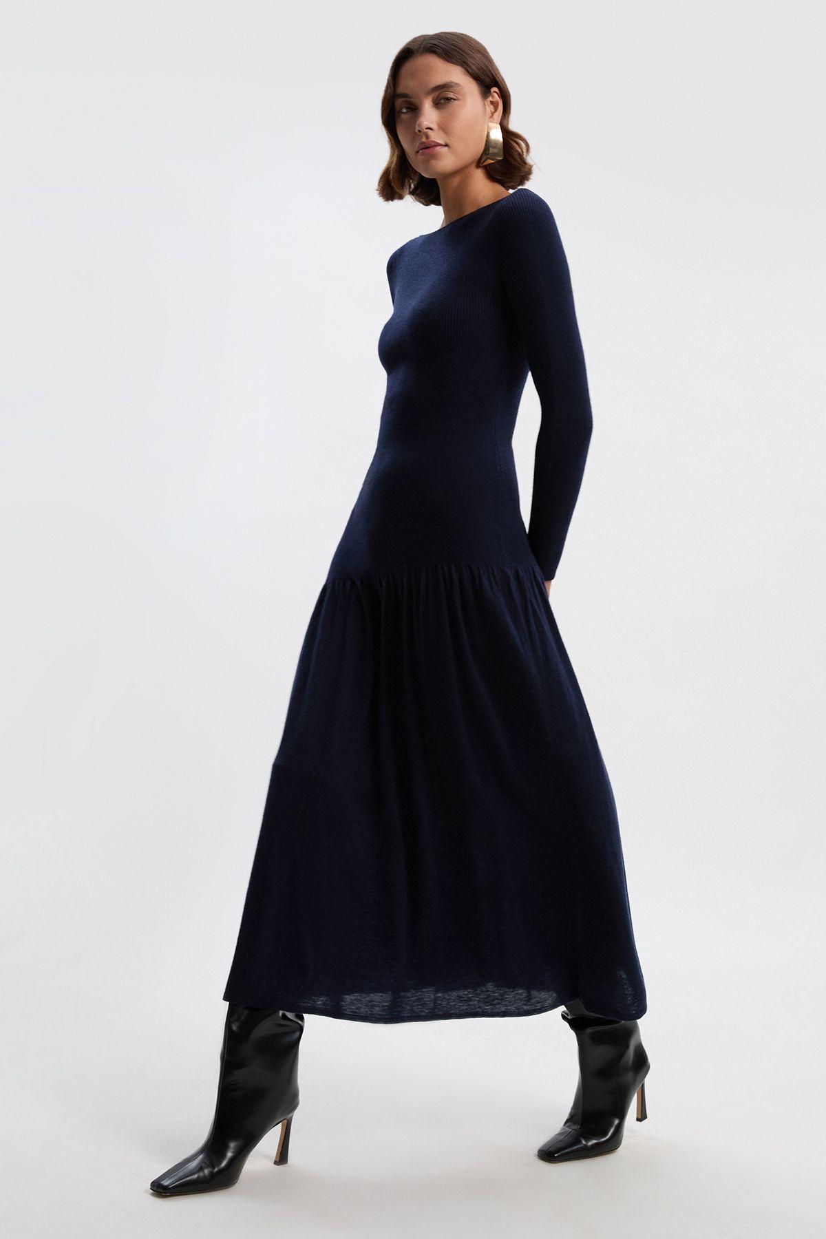 Petite Wool Blend Sheer Knitted Skirt Dress by KARENMILLEN