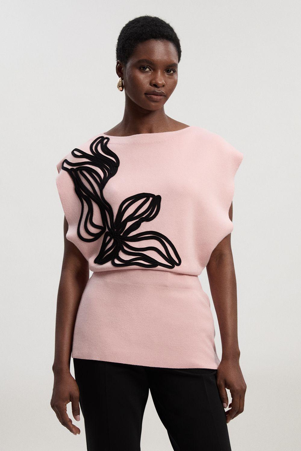 Placed Cornelli Knitted Top by KARENMILLEN