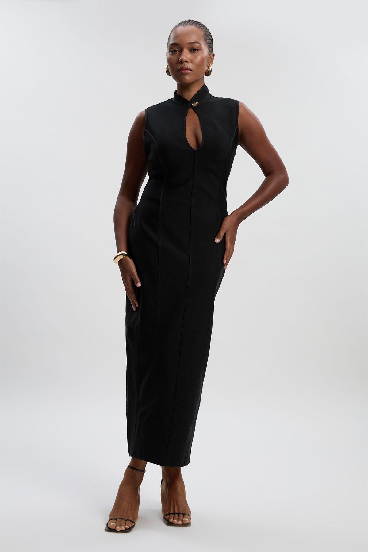 Plus Size Figure Form Bandage Sleeveless Pencil Knit Maxi Dress by KARENMILLEN