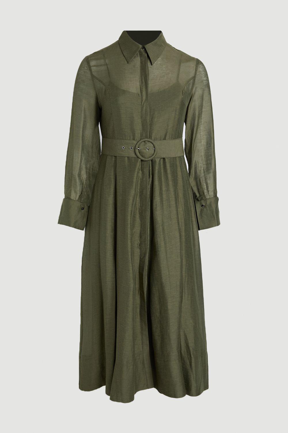 Plus Size Organdie Woven Midi Shirt Dress by KARENMILLEN