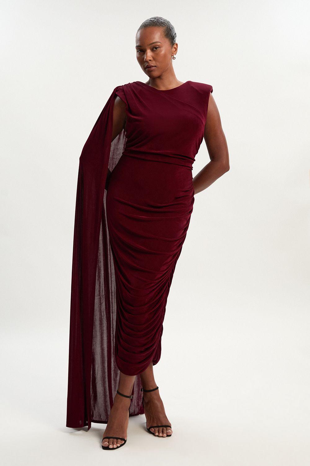 Plus Size Premium Slinky Crepe Scarf Detail Maxi Dress by KARENMILLEN