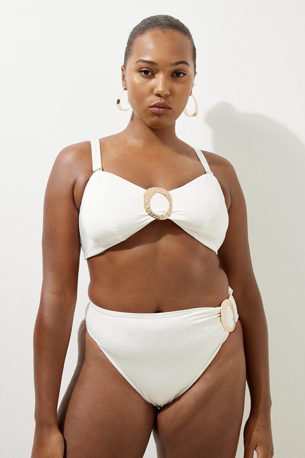 Plus Size Slinky Trim Detail Bikini Bottoms by KARENMILLEN