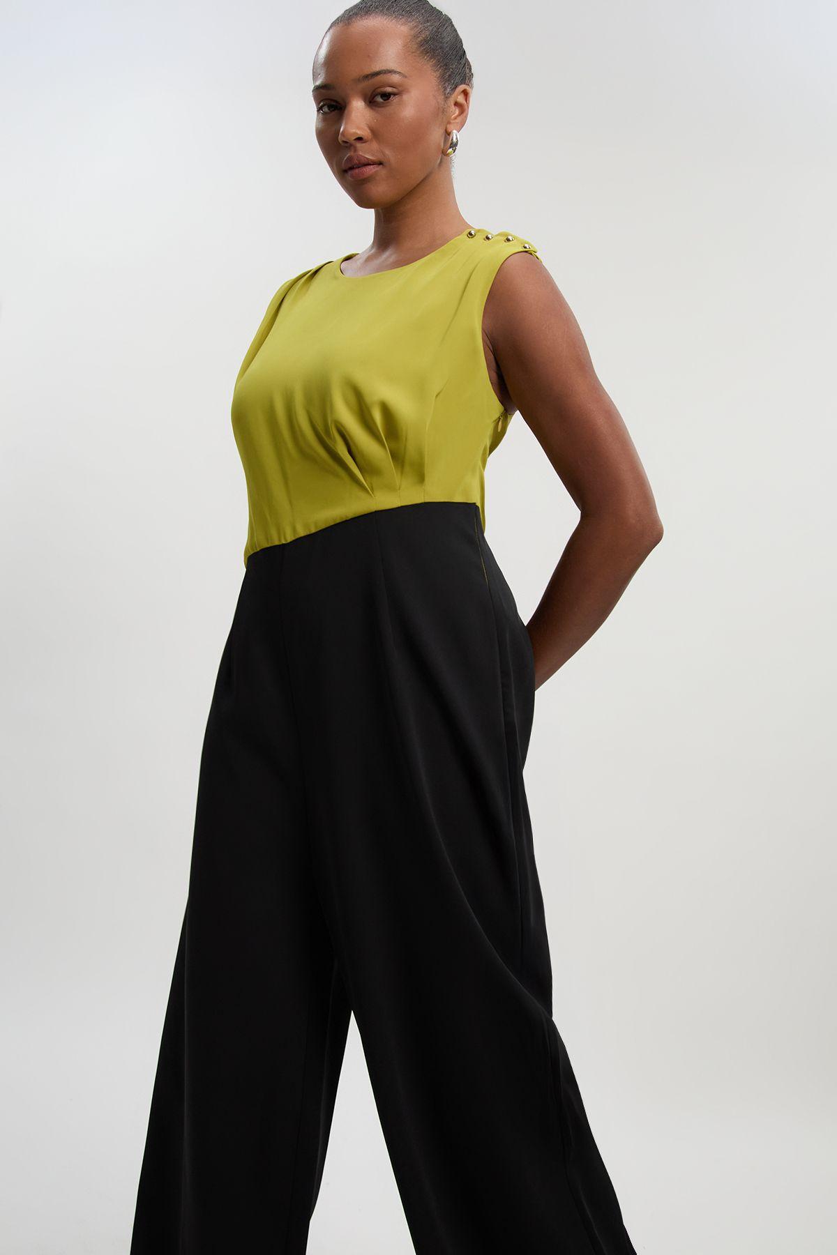 Plus Size Soft Tailored Asymmetric Neck Wide Leg Jumpsuit by KARENMILLEN