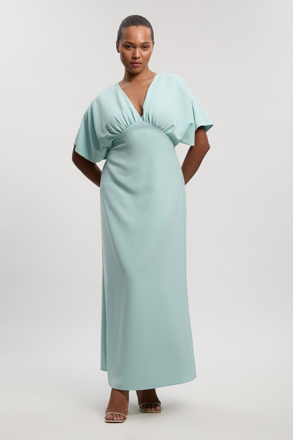 Plus Size Soft Tailored Waterfall Sleeve Maxi Dress by KARENMILLEN