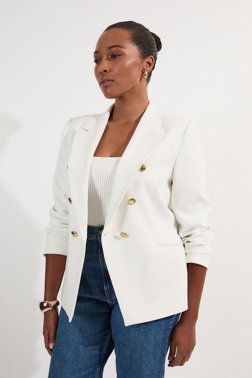 Plus Size Tailored Button Military Blazer by KARENMILLEN