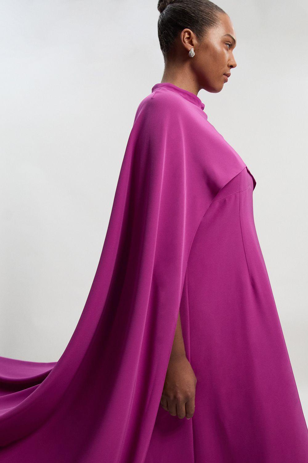 Plus Size Tailored Cape Detail Maxi Dress by KARENMILLEN