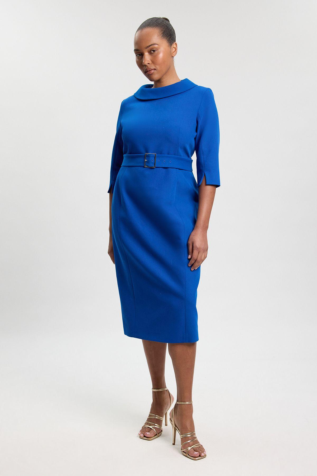 Plus Size Tailored Roll Neck Pencil Midi Dress by KARENMILLEN