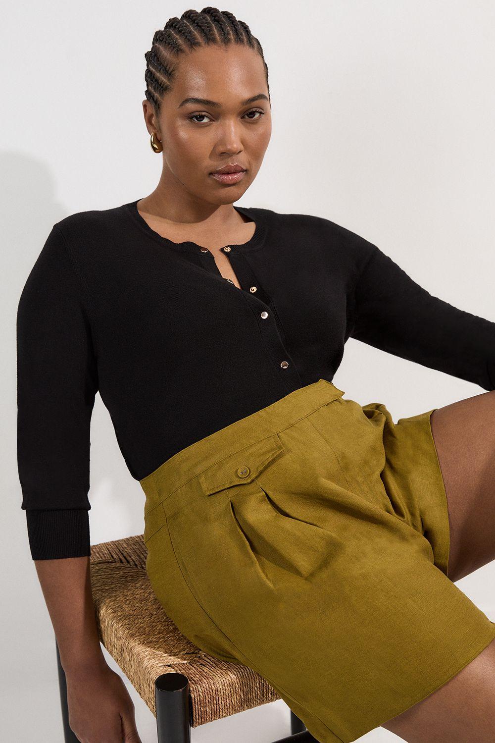 Plus Size Viscose Blend Popper Knitted Cardigan by KARENMILLEN