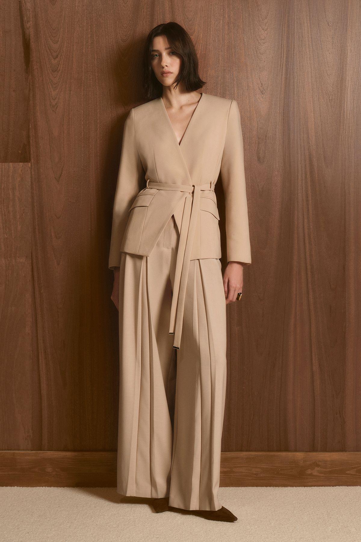 Polished Tailored Pleated Wide Leg Belted Trouser by KARENMILLEN
