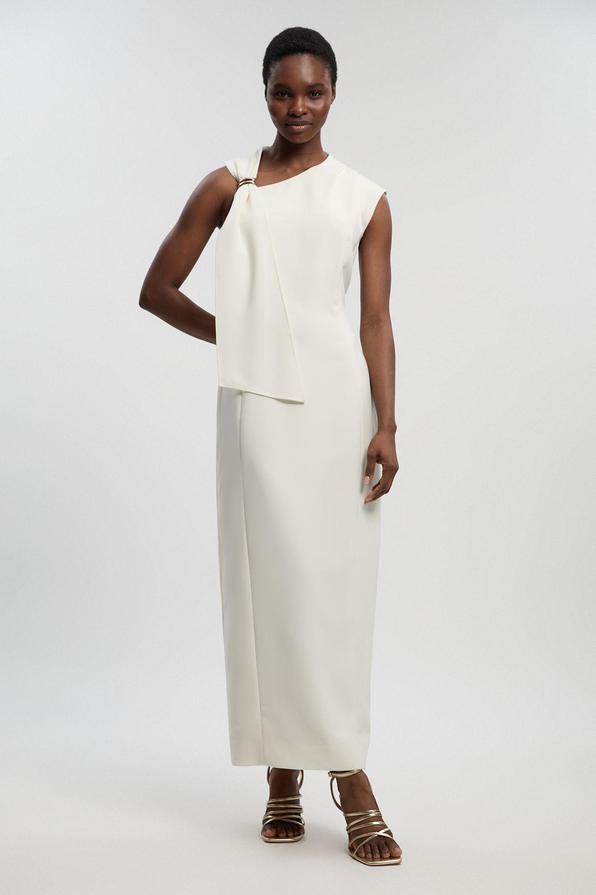 Polished Tailored Trim Detail Column Midi Dress by KARENMILLEN