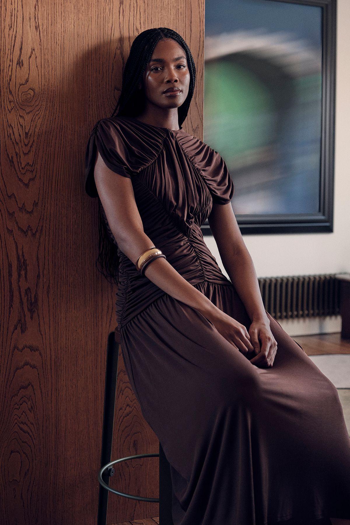 Premium Ruched Jersey Maxi Dress by KARENMILLEN