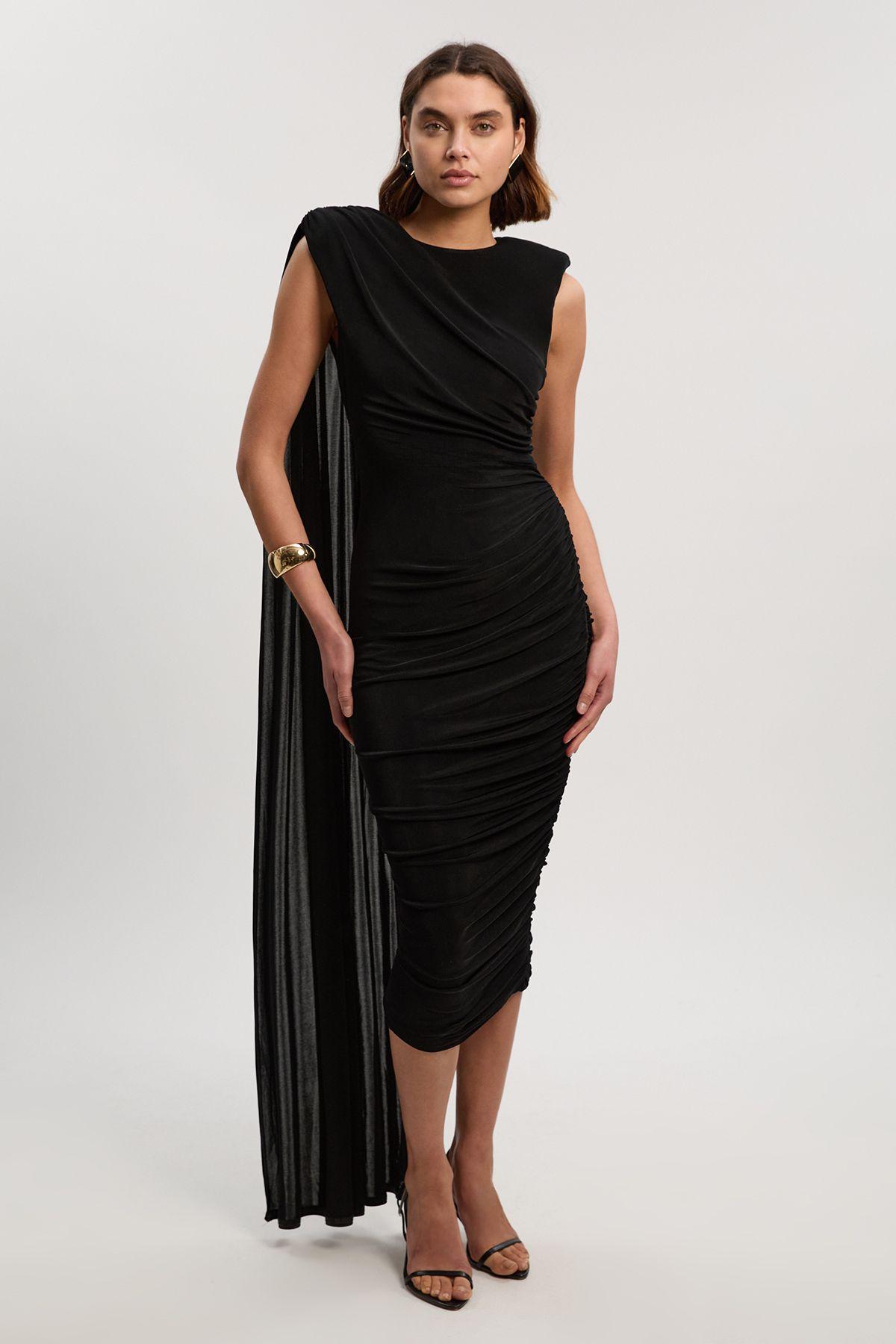Premium Slinky Crepe Scarf Detail Maxi Dress by KARENMILLEN