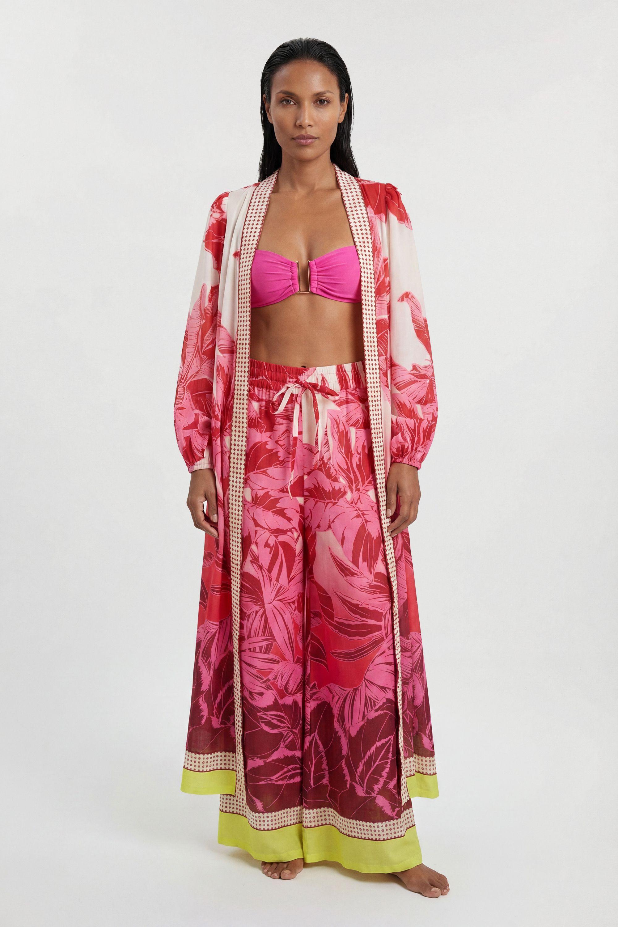 Printed Cotton Voile Beach Trousers by KARENMILLEN