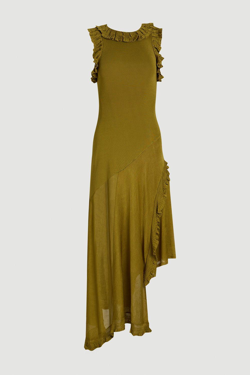 Ruffle Trim Knitted Maxi Dress by KARENMILLEN