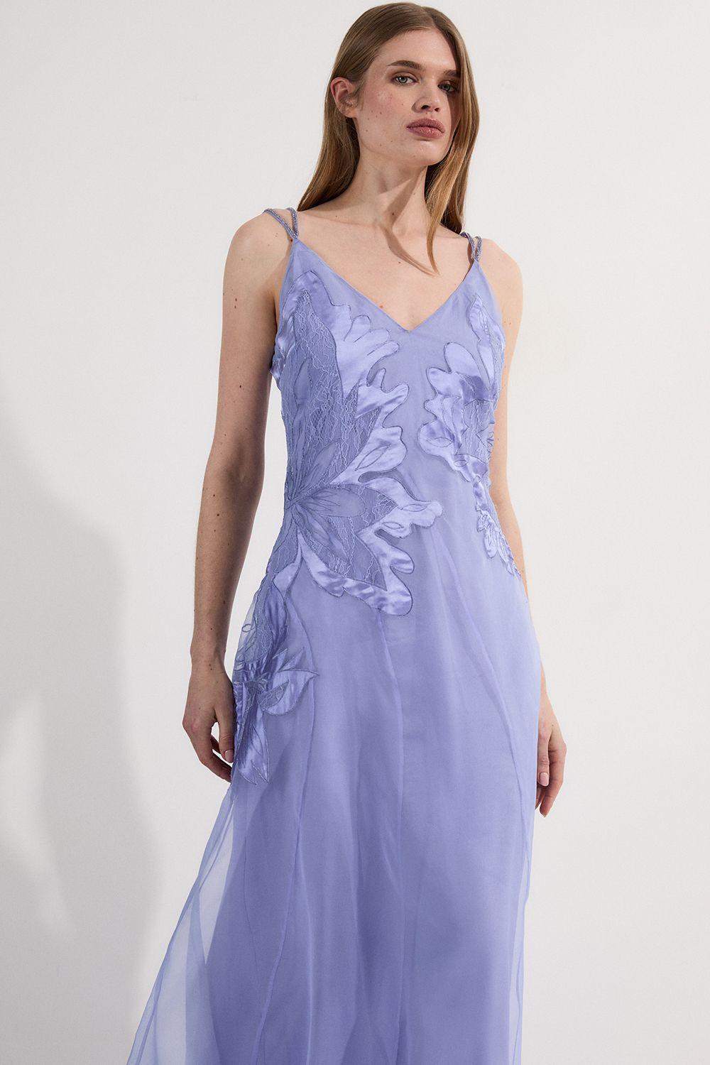 Satin Applique Woven Maxi Dress by KARENMILLEN