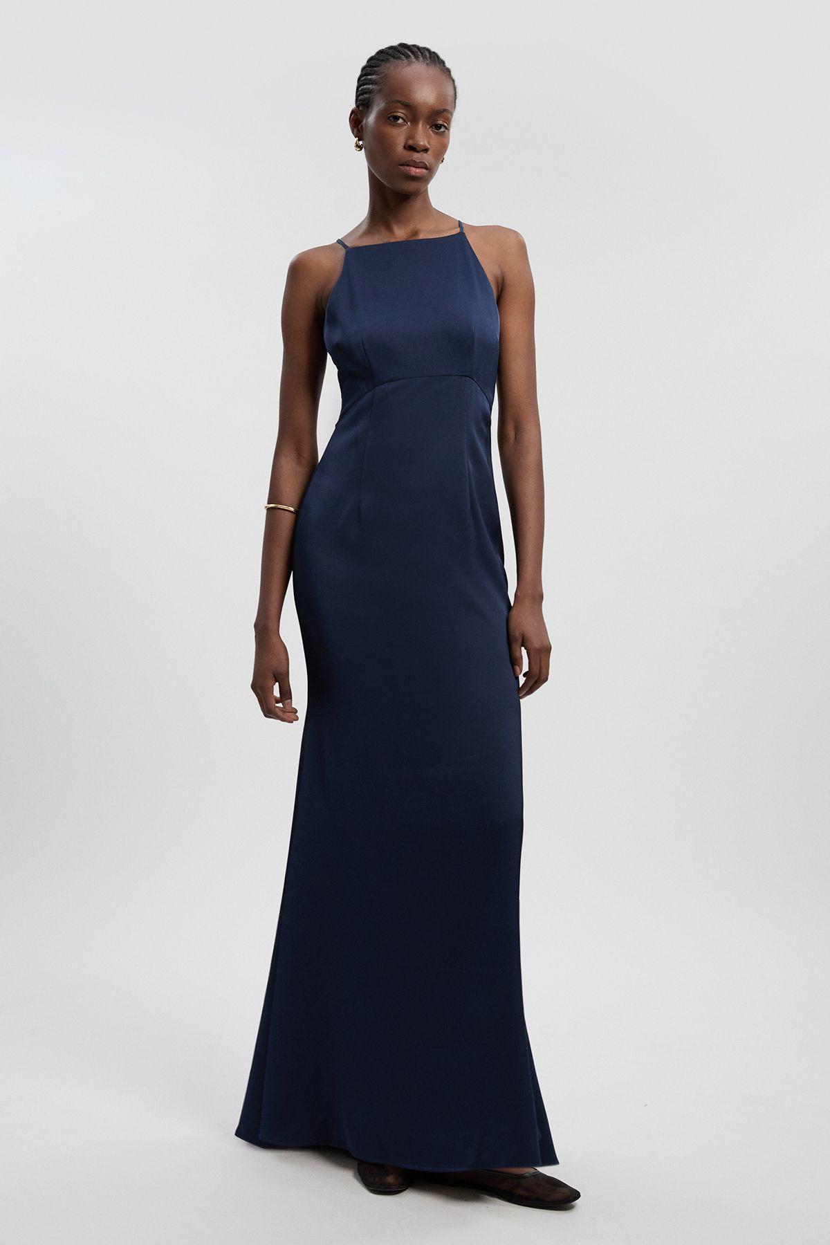 Satin Back Crepe Column Woven Maxi Dress by KARENMILLEN