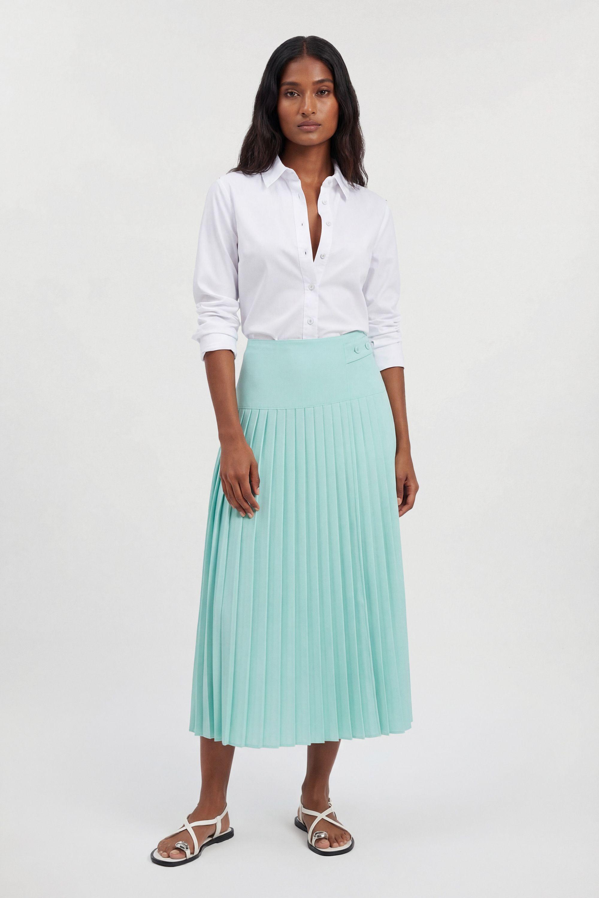 Satin Tux Tailored Pleated Skirt by KARENMILLEN