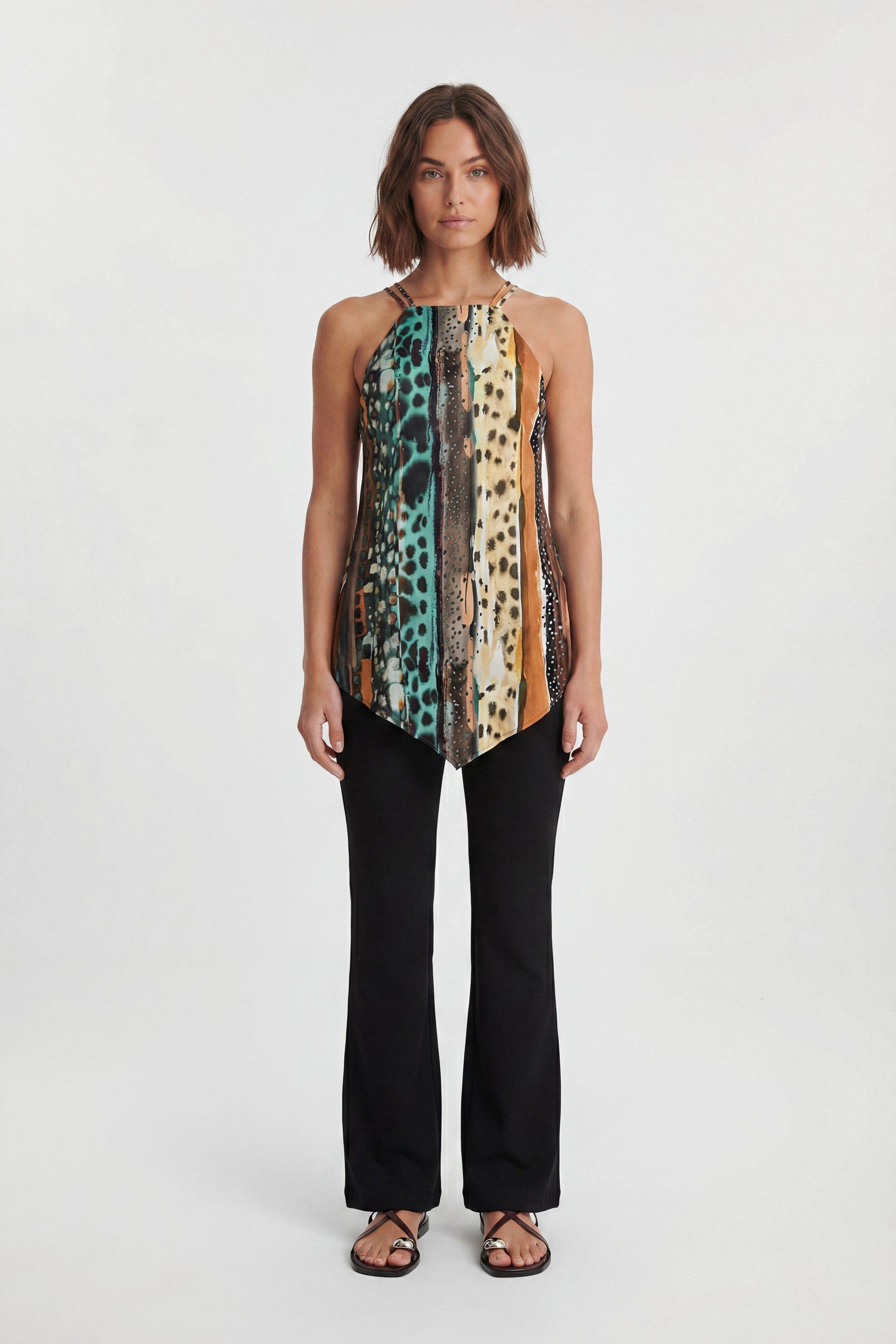 Satin Viscose Multi Animal Print Top by KARENMILLEN