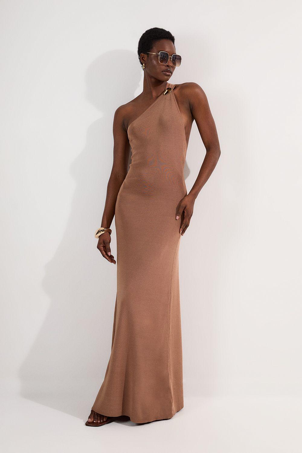 Slinky Backless Knitted Dress With Hardware Detail by KARENMILLEN