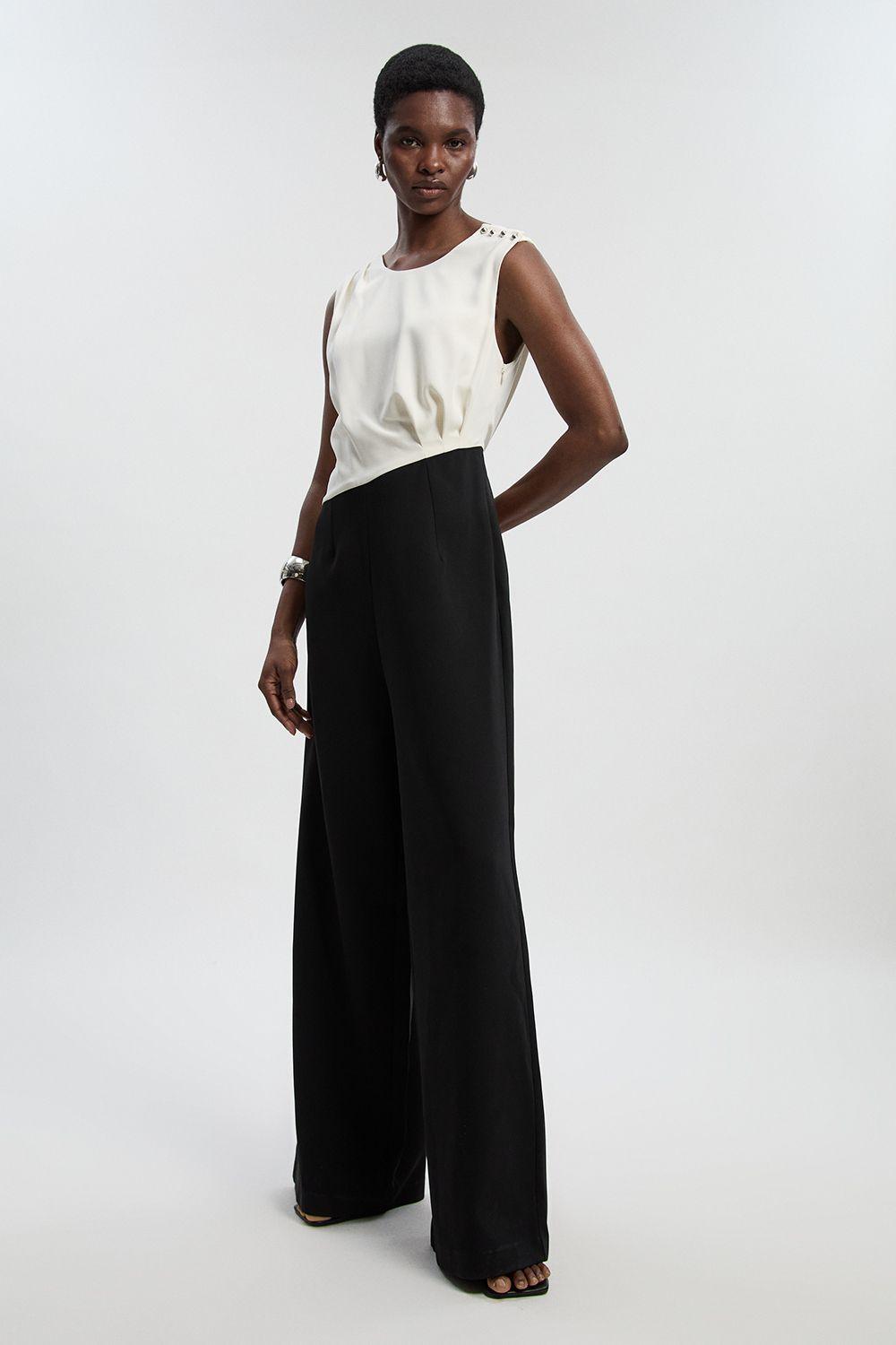 Soft Tailored Asymmetric Neck Wide Leg Jumpsuit by KARENMILLEN