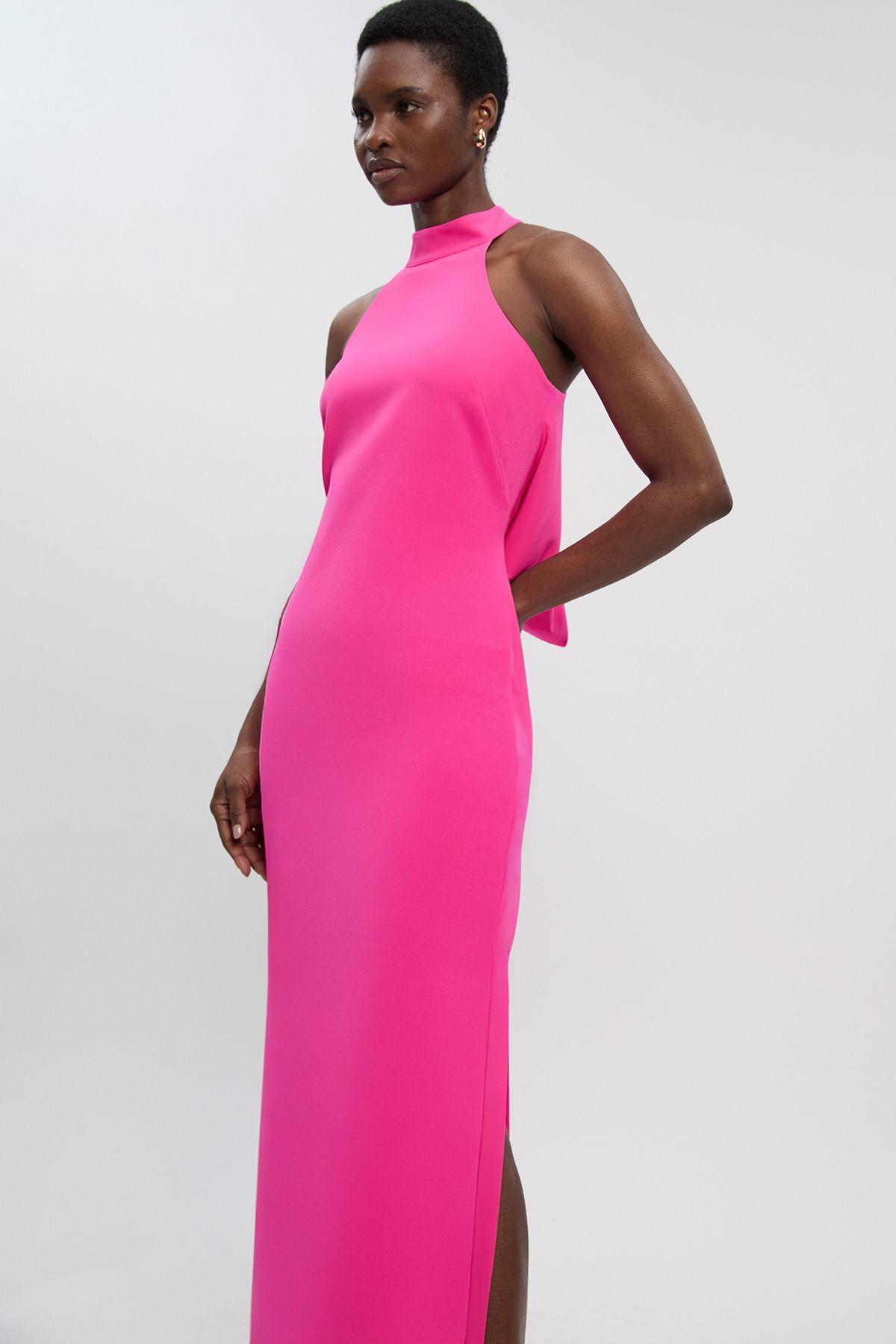 Soft Tailored Halter Neck Open Back Maxi Dress by KARENMILLEN