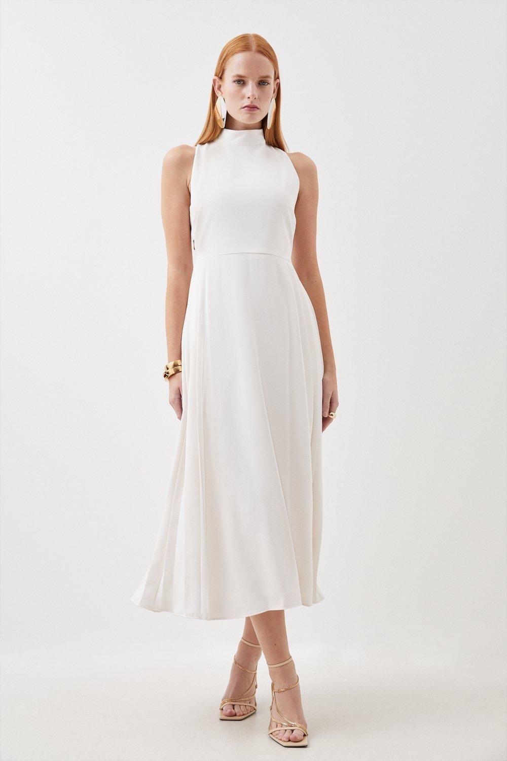 Soft Tailored Pleated Panel Maxi Dress by KARENMILLEN