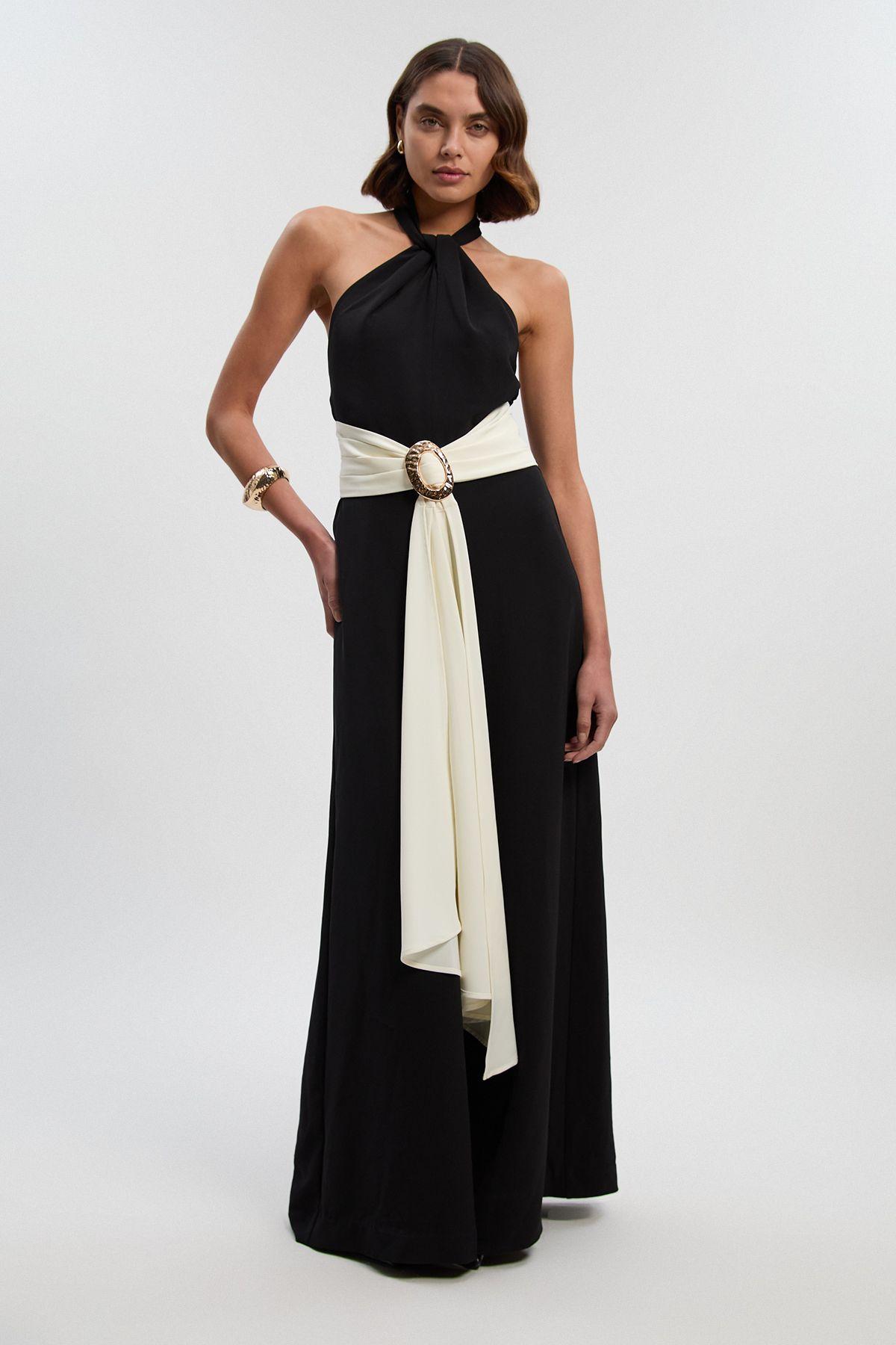 Soft Tailored Trim Detail Wide Leg Jumpsuit by KARENMILLEN
