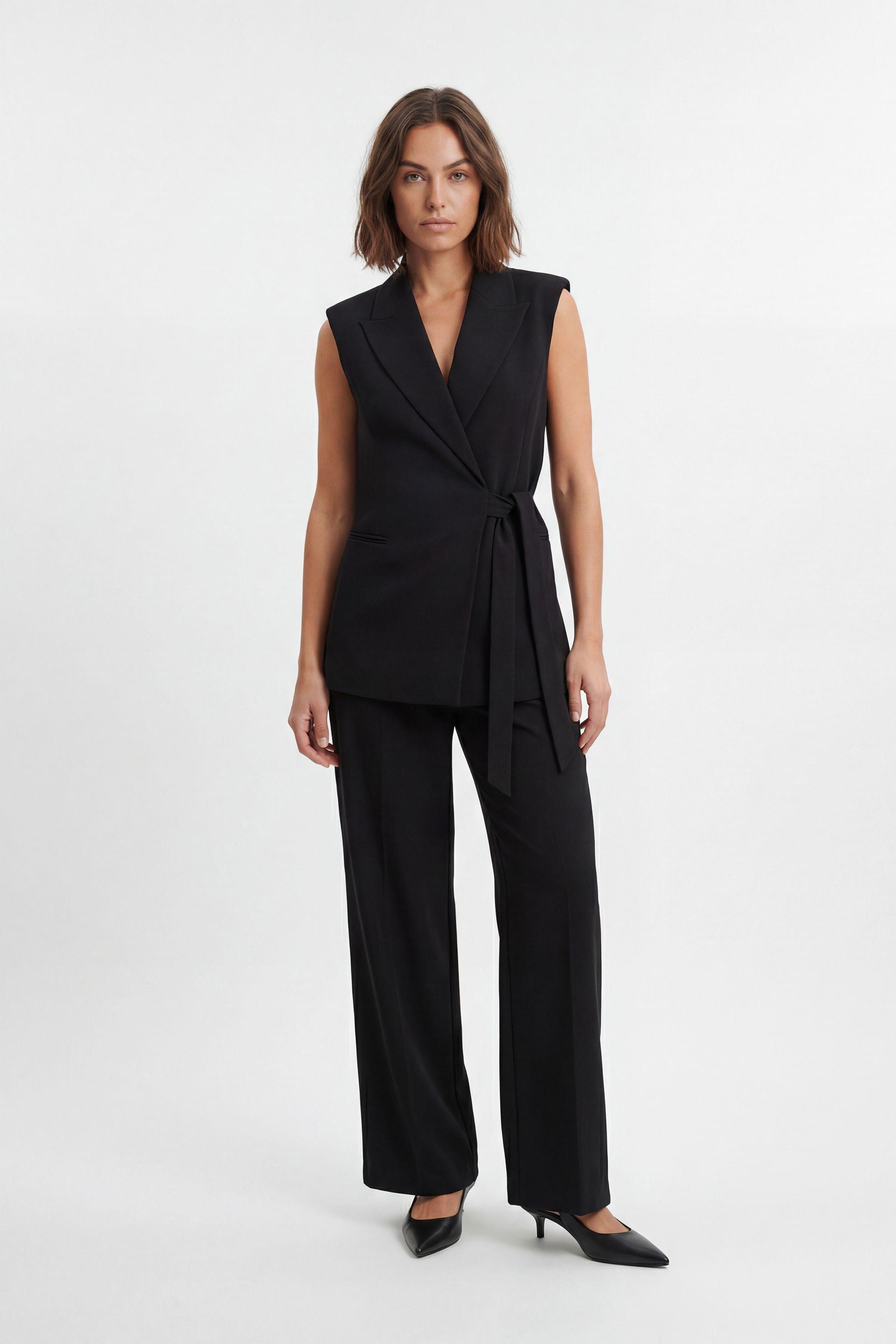 Soft Tailored Wrap Detail Sleeveless Blazer by KARENMILLEN